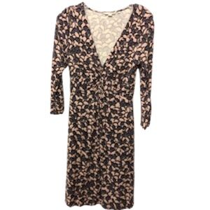 Boden Dress Women’s Size 14 Jersey Twist Knot Gray Long Sleeve Midi Stretch